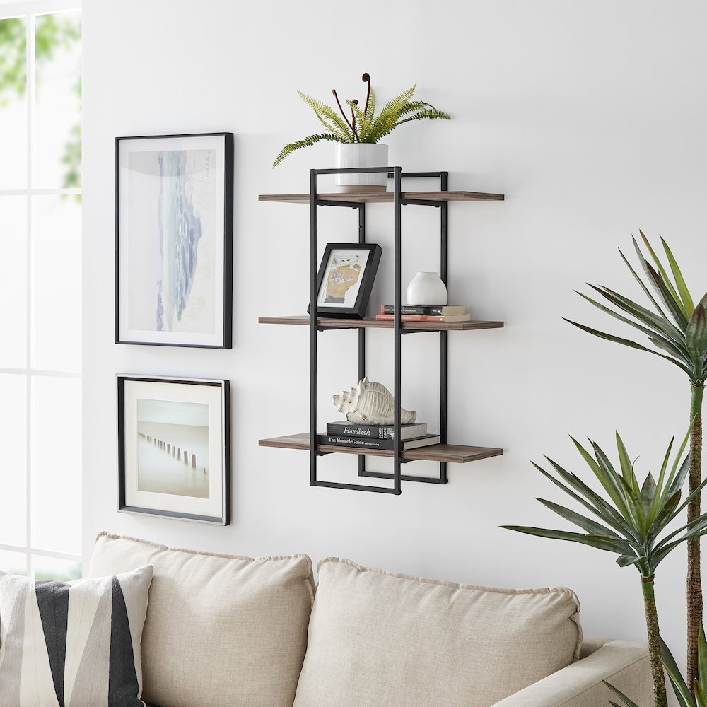 Antigua Crossed Double Rectangle Shelf Unit. Picture 3
