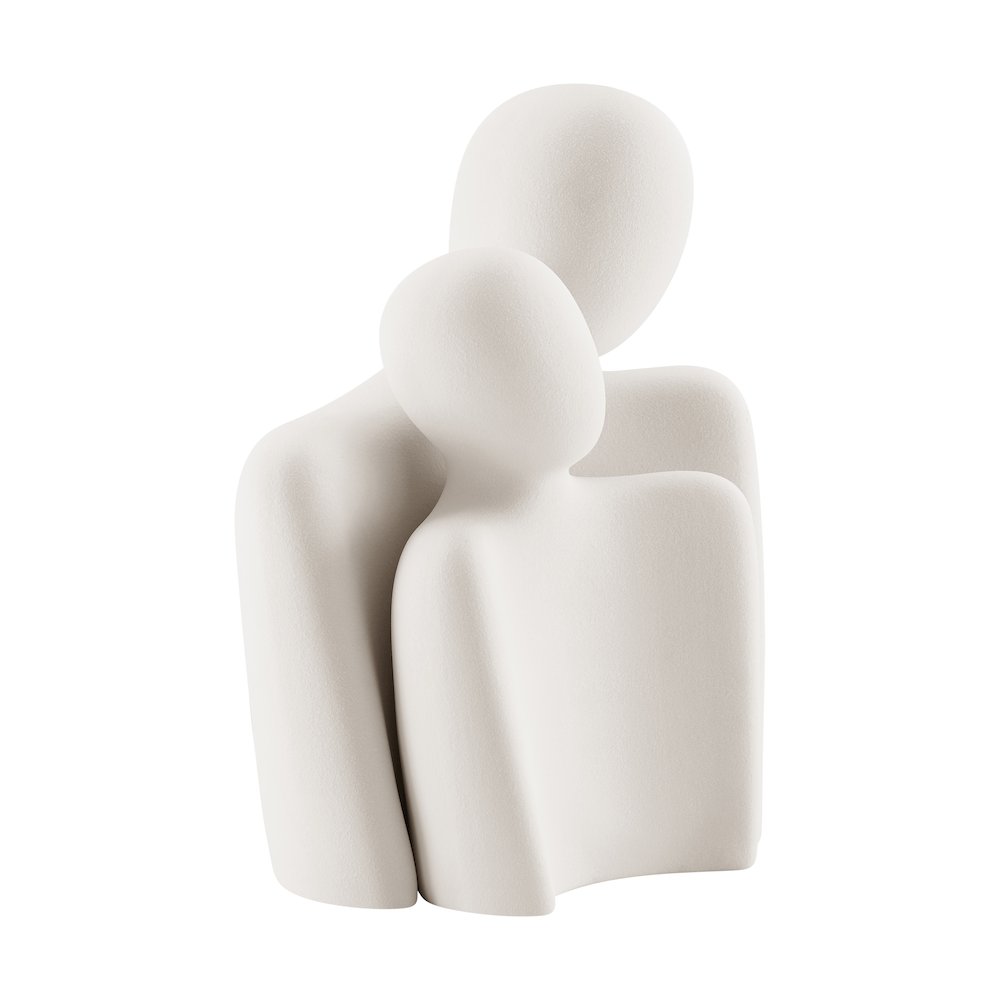 Hans Cream Abstract Nesting Two Piece Couple Matte Ceramic Sculpture Figure Set. Picture 7