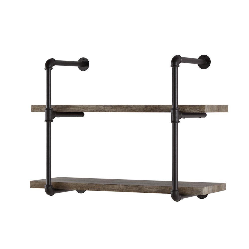 Two Tier Industrial Pipe Wall Shelf. Picture 6