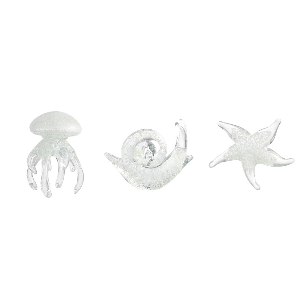 Lorelei Glow-in-the-Dark Glass Sculptures Set of 3 - Starfish, Snail, Jellyfish. Picture 1