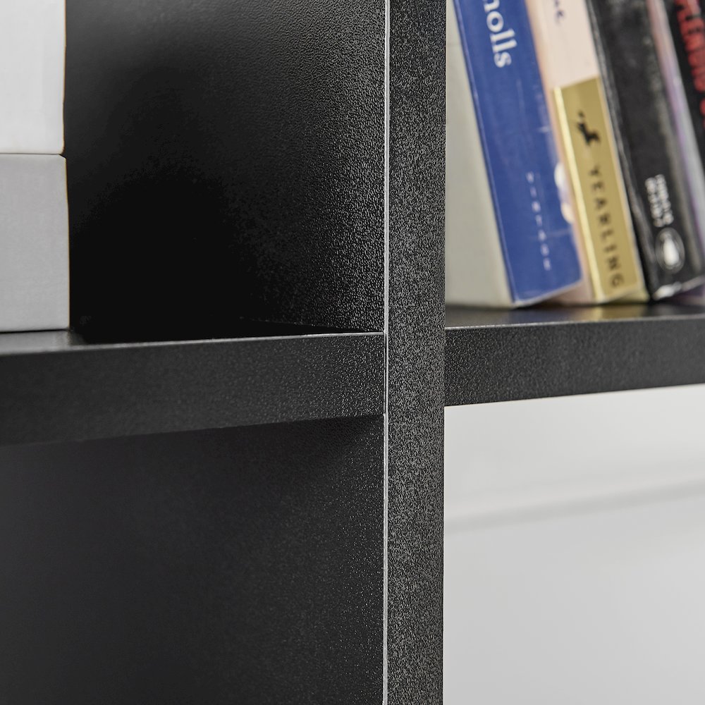 3-Tier Ladder Cantilever Asymmetrical Cubby Accent Wall Shelf – Black. Picture 5