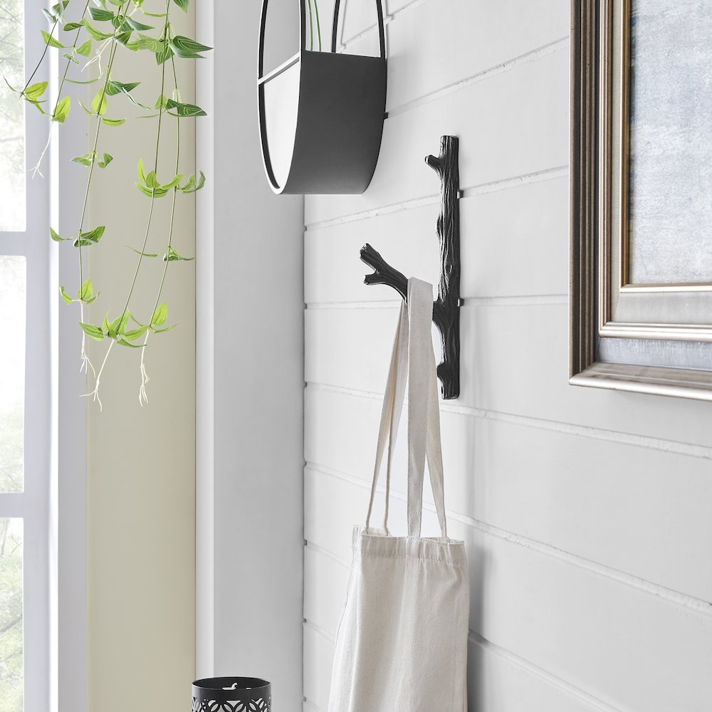 Brown Cast Iron Tree Branch Wall Mount Coat Hooks (Set of 2). Picture 3