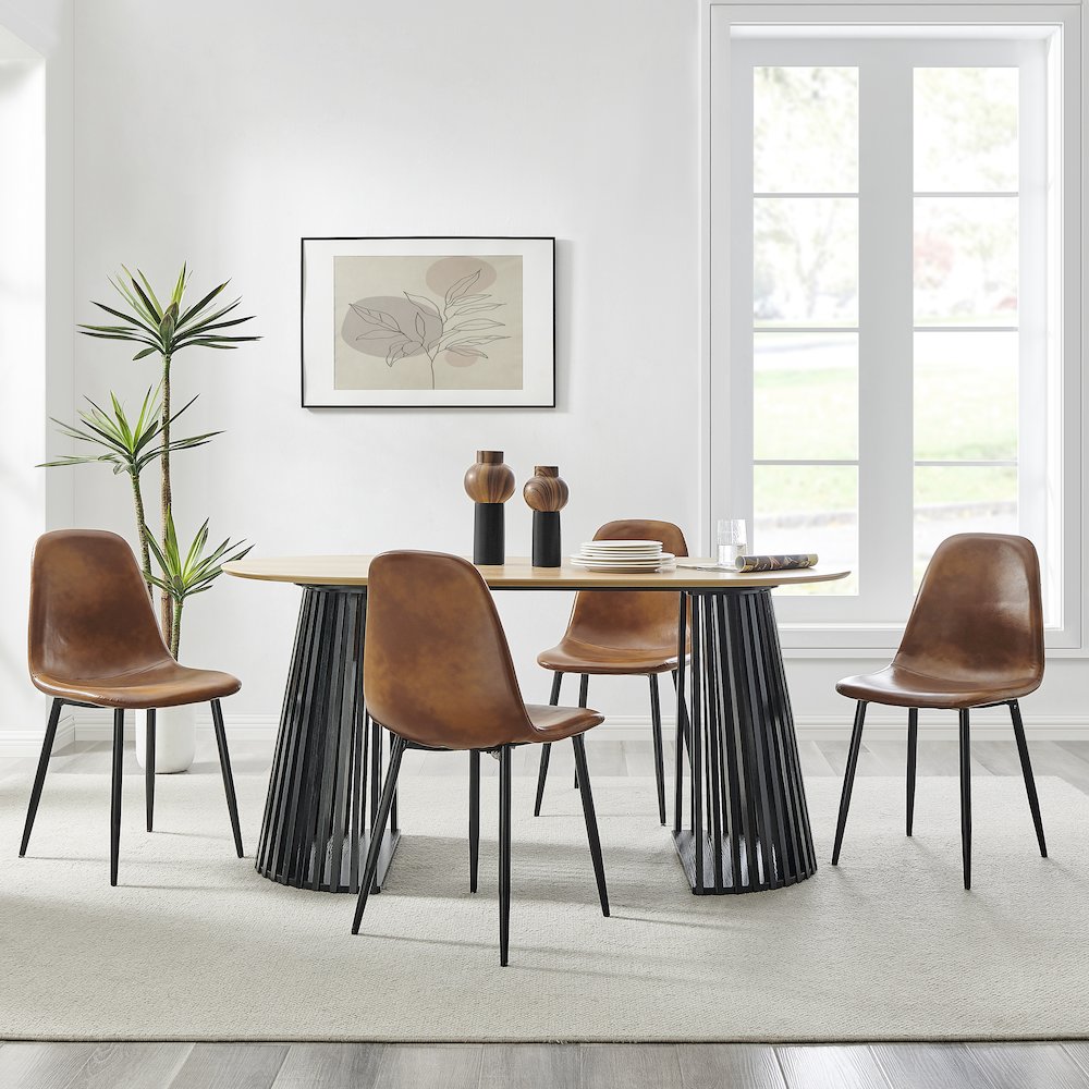 Milo Slickpin 2 Piece Modern Two Tone Tabletop Vase Set - Black and Walnut. Picture 5
