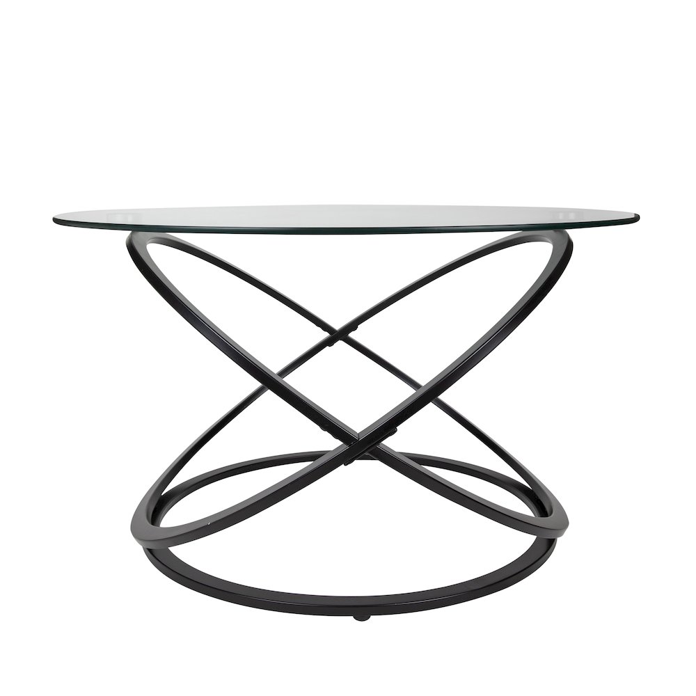 Galaxy Black and Tempered Glass Round Coffee Table. Picture 1
