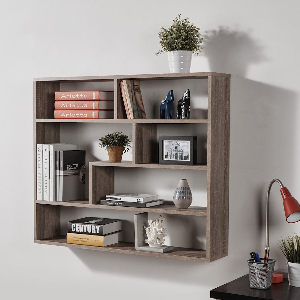 Large Rectangular Shelf Unit - Weathered Oak. Picture 2