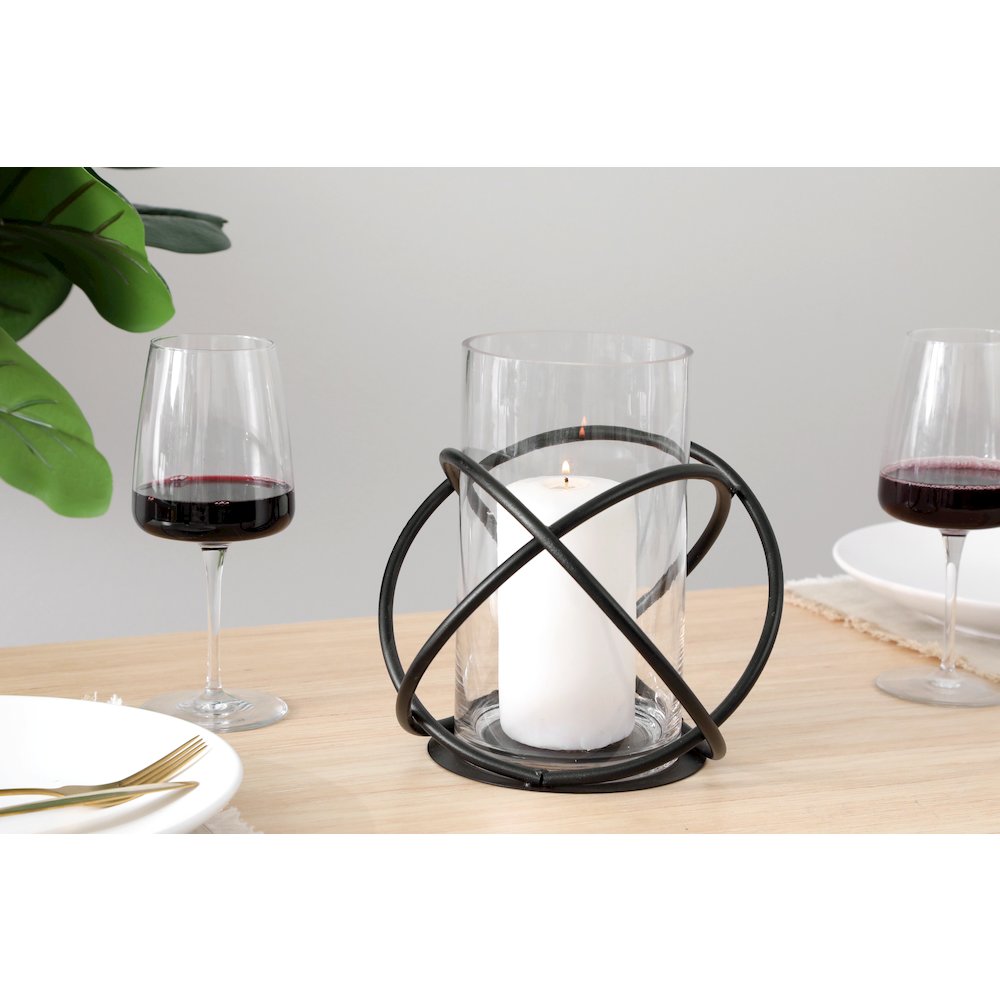 Large Metal and Glass Orbits Hurricane Candleholder. Picture 7
