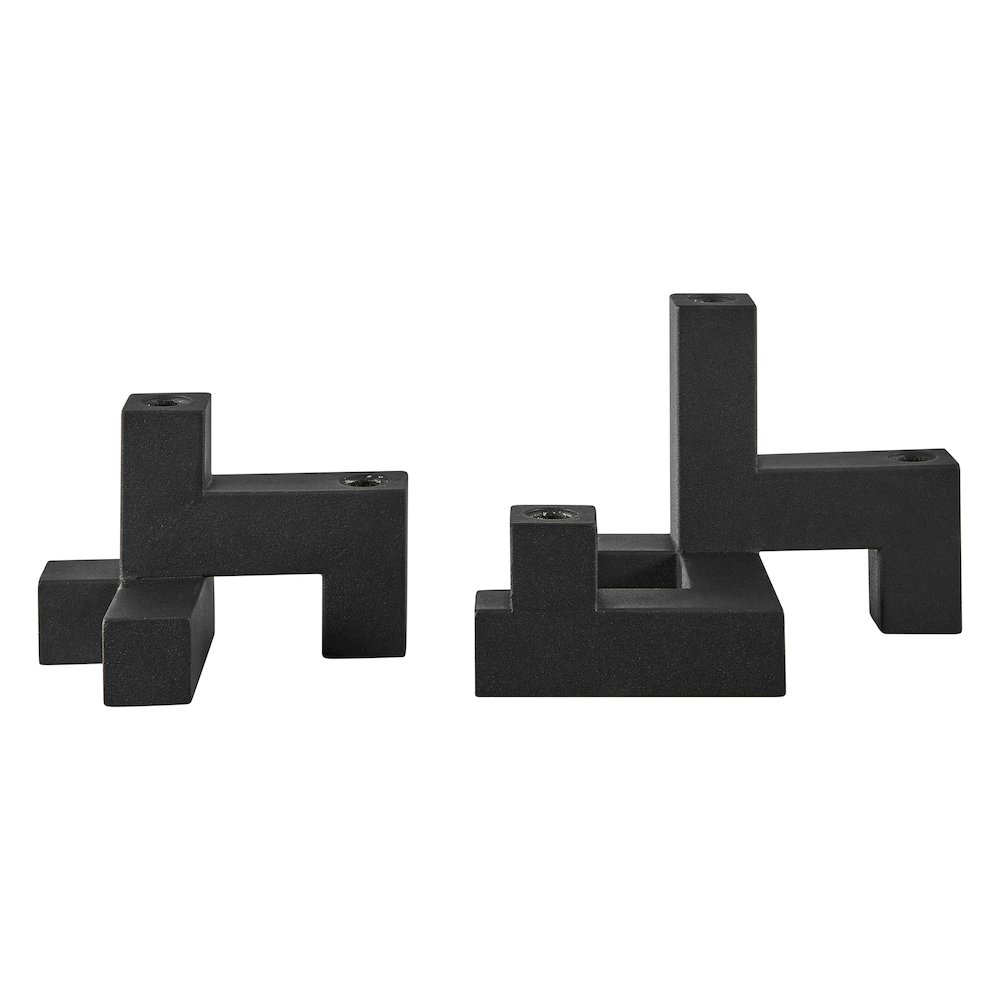 Contemporary Black Metal 2-Piece Stacking Candelabra Taper Candle Holder Set. Picture 11