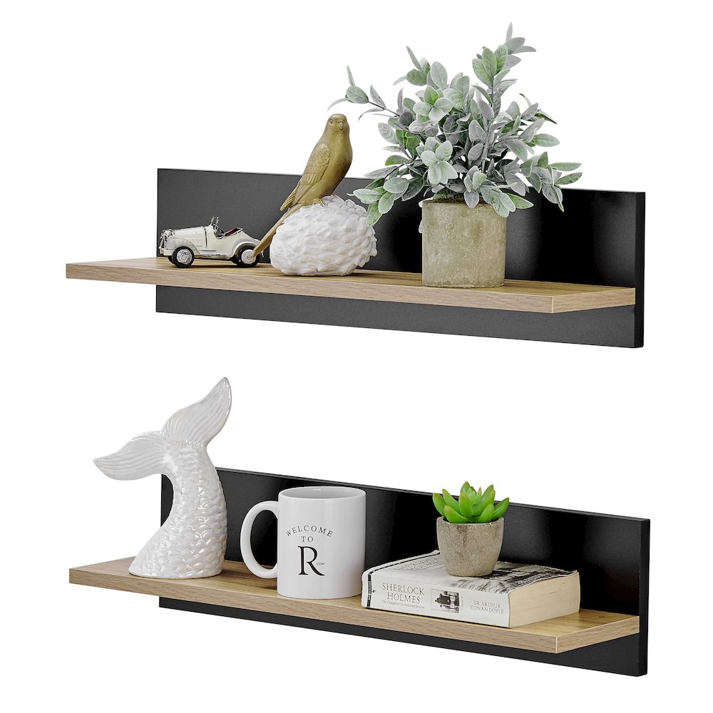 Repose Display Photo Ledge Shelf Set of 2 - Black/Chestnut. Picture 11