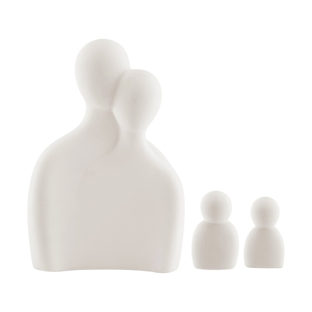 Hans Cream Abstract Nesting 3 Piece Family of 4 Matte Ceramic Sculpture Figures. Picture 8