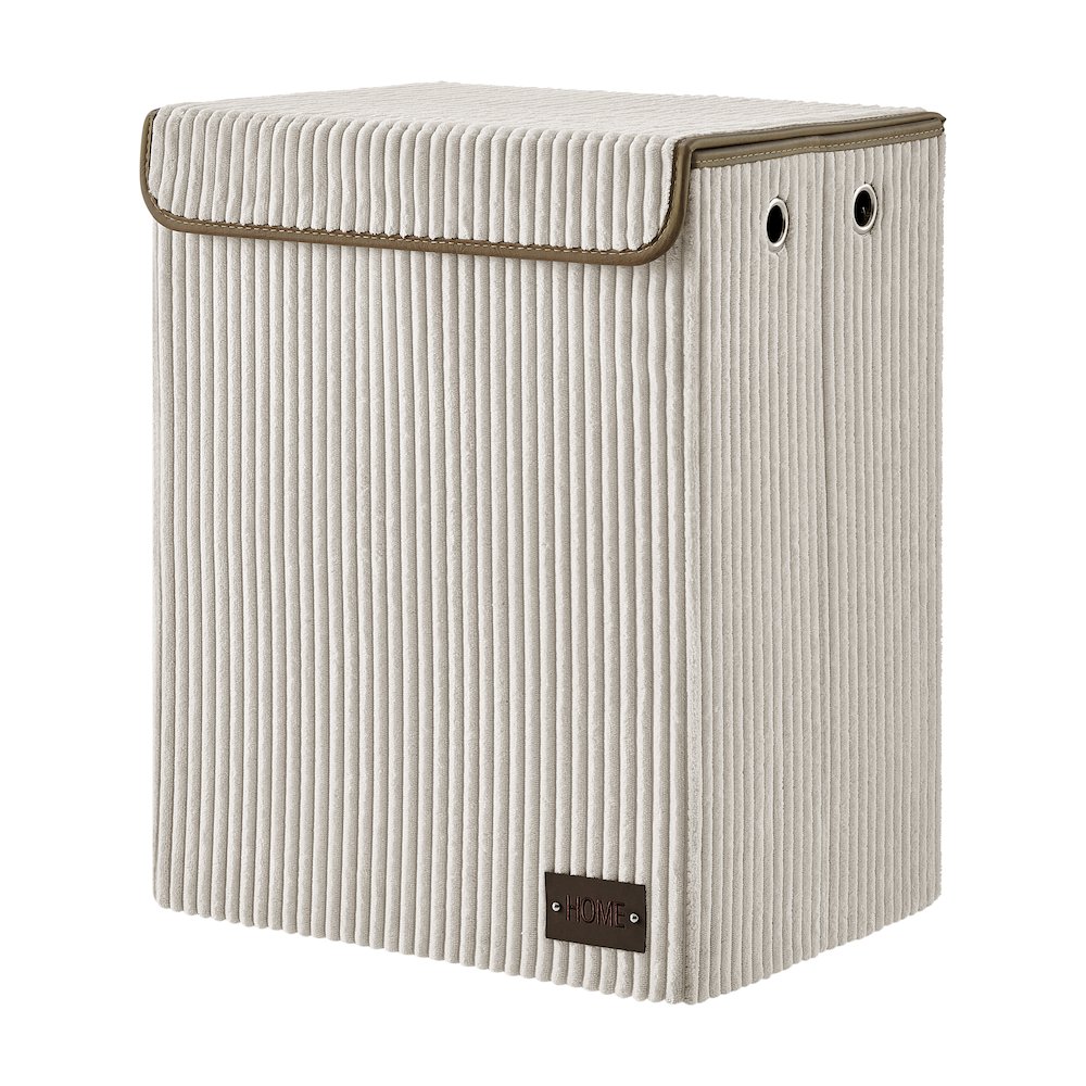 Collapsible Folding Corduroy Laundry Hamper Storage - Cream White. Picture 8