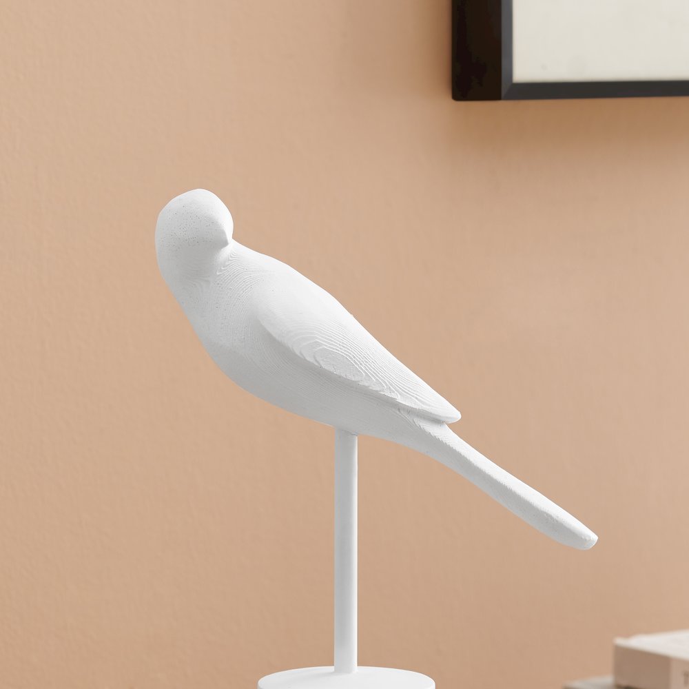 Ren Bird Perched White Ornament Sculpture Figurines - Set of 3. Picture 6