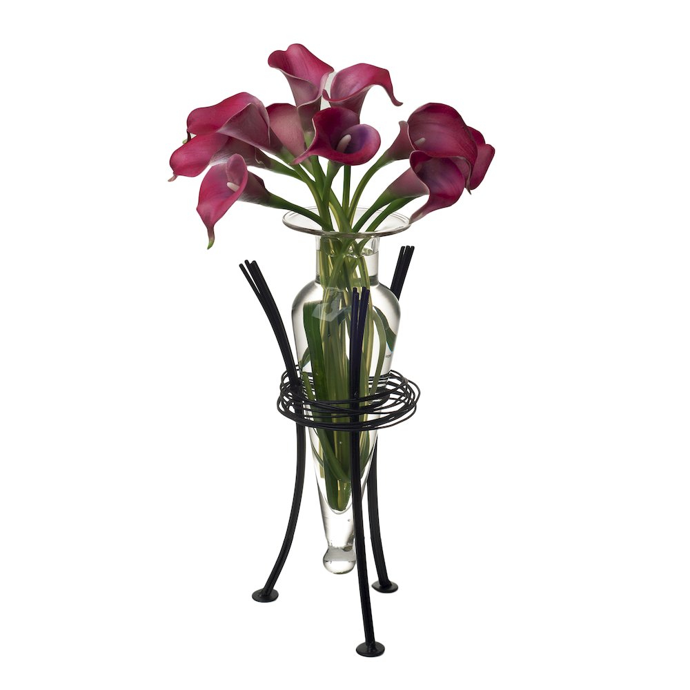 Clear Amphora Vase with Wire Stand. Picture 1