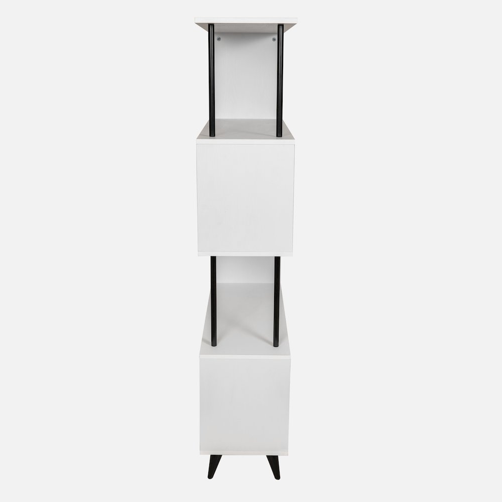 Breuer 5-Tier White S-Shaped Bookcase with Black Hardware Accents. Picture 12