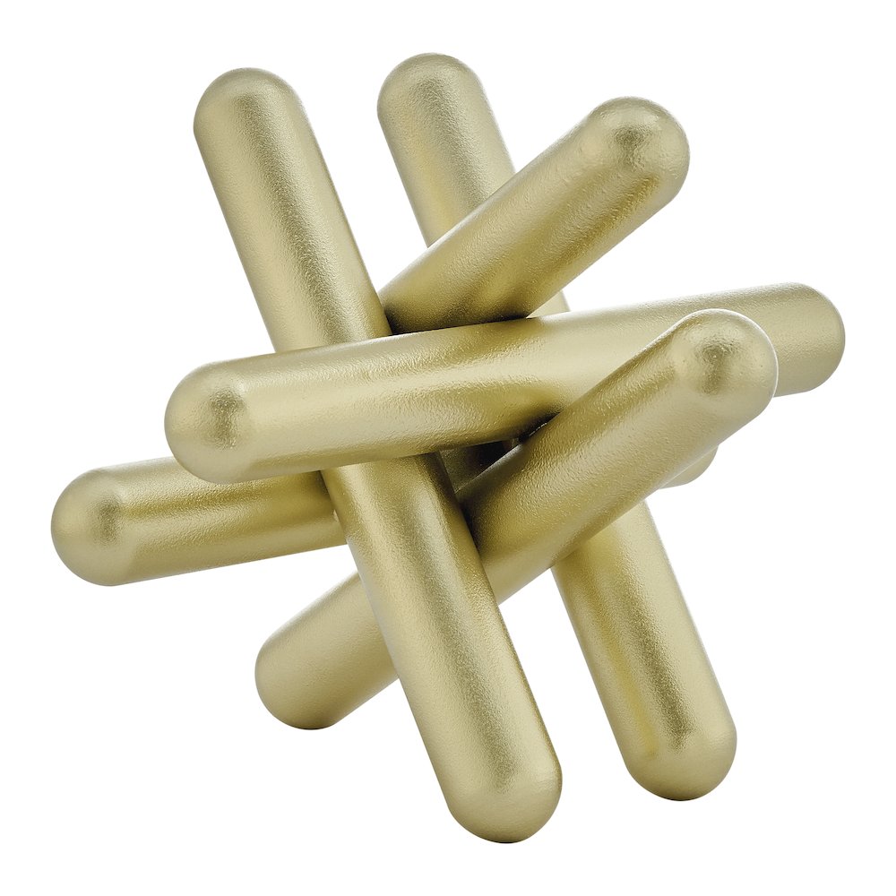 Large Abstract Gold Finish Textured Metal Geometric Sculpture. Picture 12