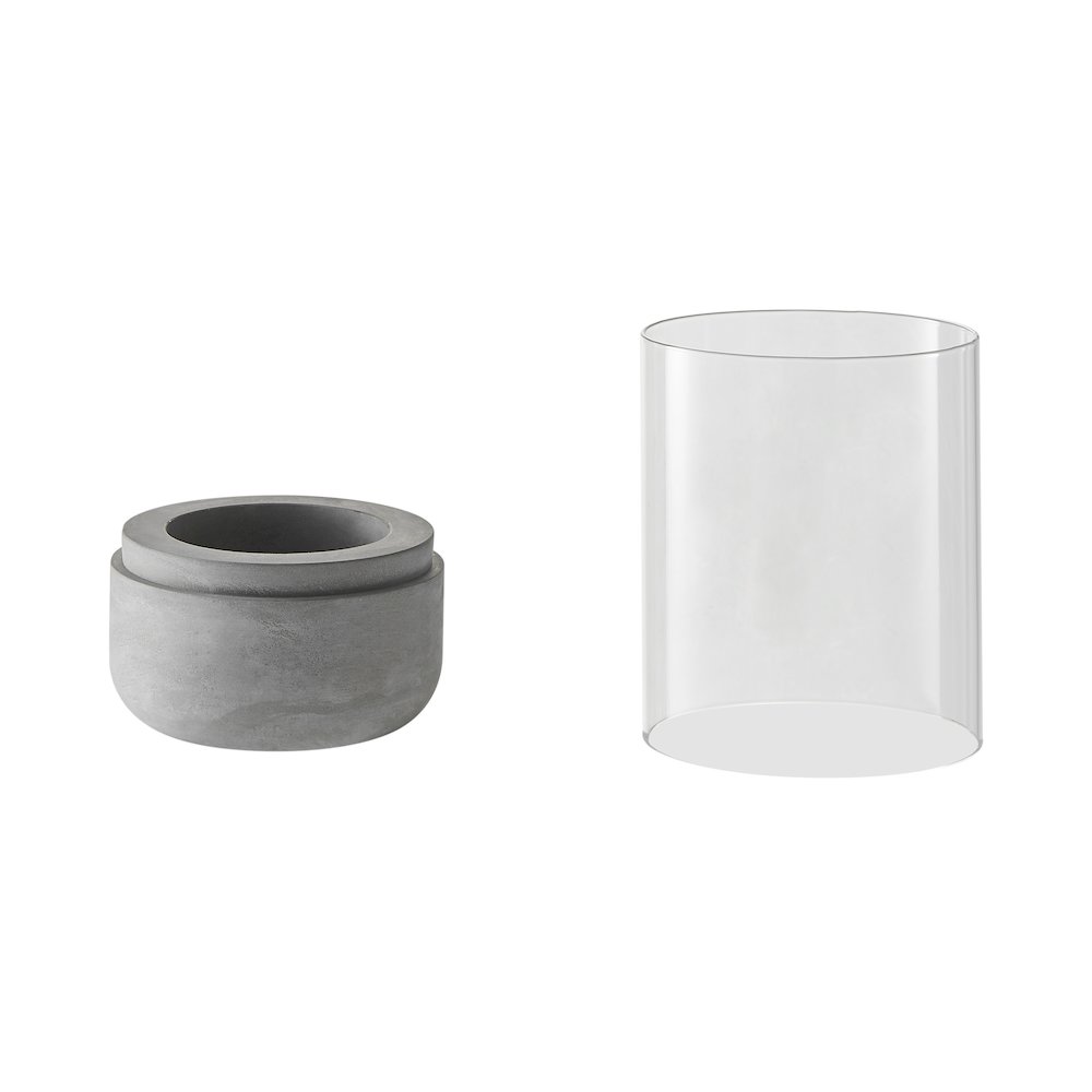 Cool Gray Cement Base and Glass Pillar Votive Candle Holder - Small. Picture 7
