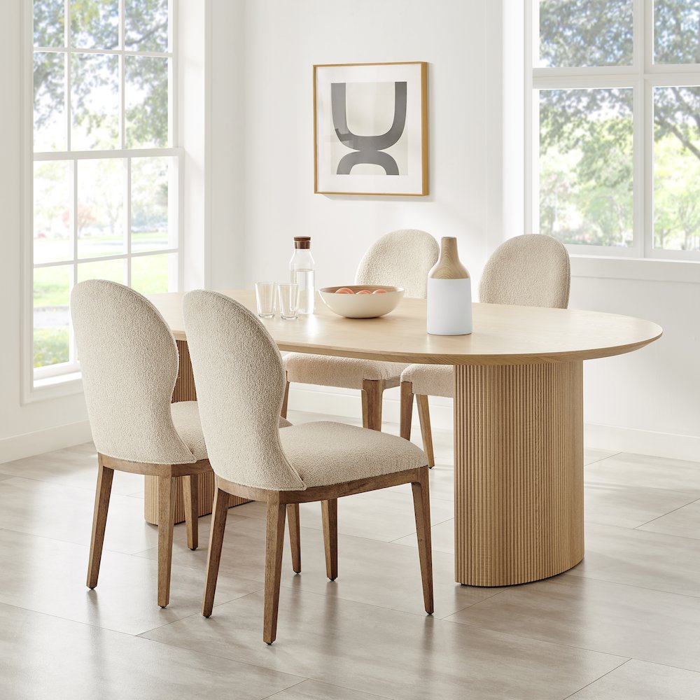 Nora Kanna Bottle Contemporary Two Tone Tabletop Vase - White and Beech. Picture 5