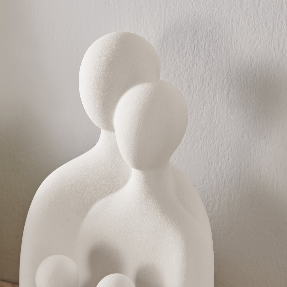 Hans Cream Abstract Nesting 3 Piece Family of 4 Matte Ceramic Sculpture Figures. Picture 5