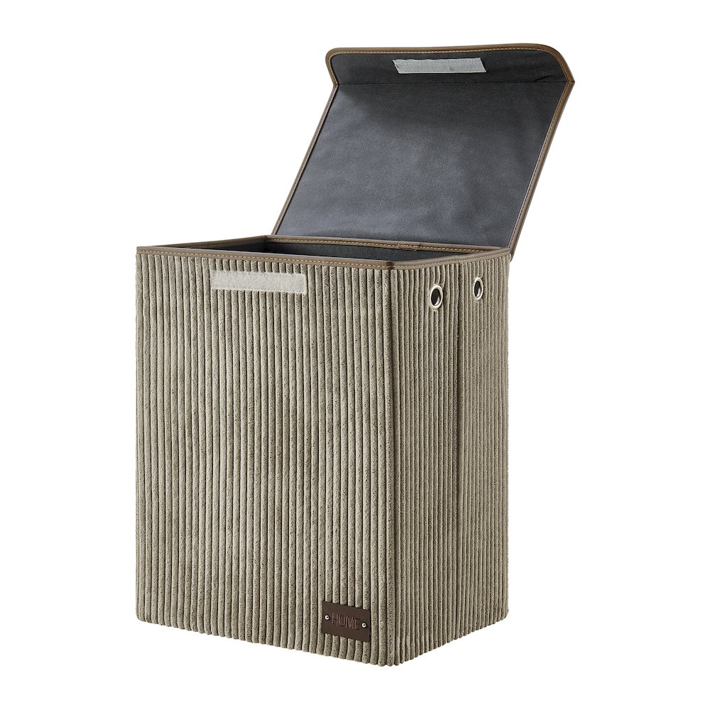 Collapsible Folding Corduroy Laundry Hamper Storage - Taupe Gray. Picture 10