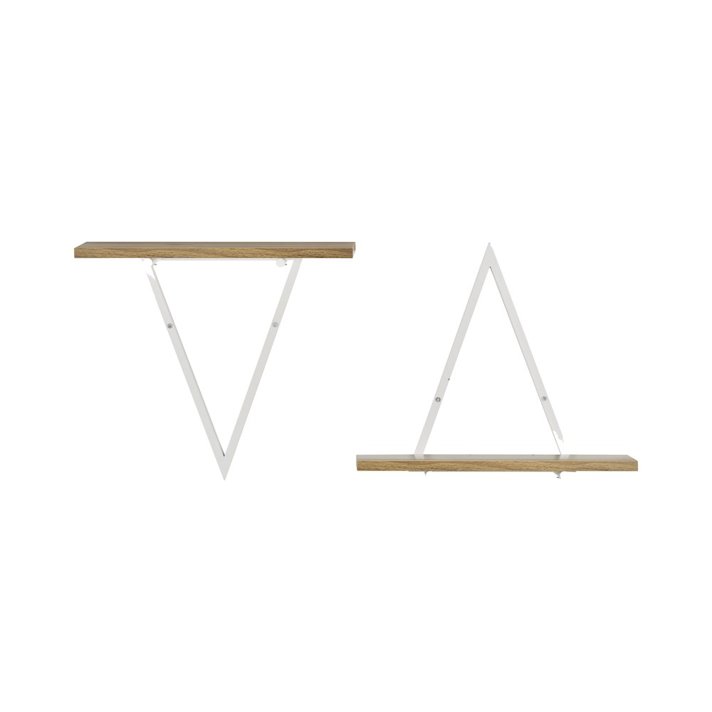 Triangle Accent Wall Shelf Reversible Configuration - White Metal Walnut Finish. Picture 1