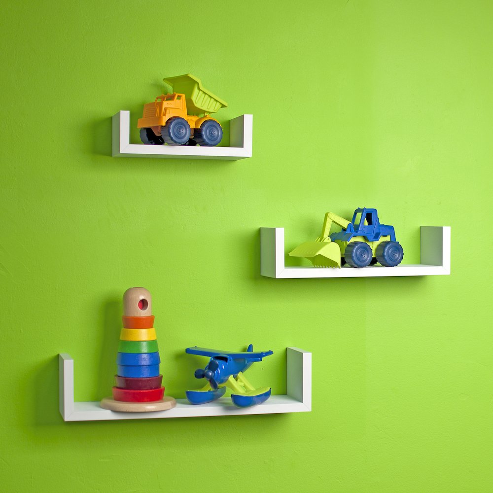 Floating 'U' Laminated White Shelves (Set of 3). Picture 3