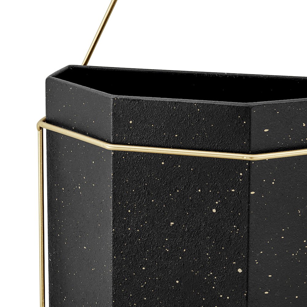 Modern Geometric Black and Gold Metal Wall Planters - Set of 3. Picture 7