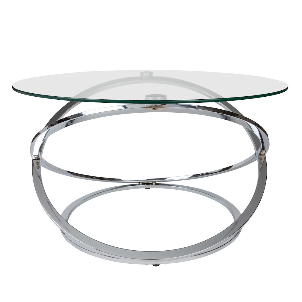 Galaxy Chrome and Tempered Glass Round Coffee Table. Picture 11