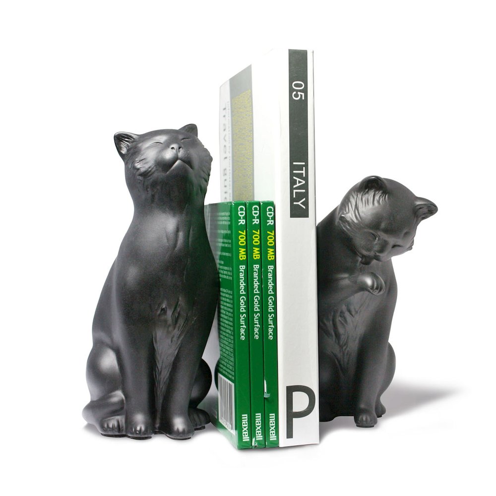 Cat Bookend Set - Black. Picture 1