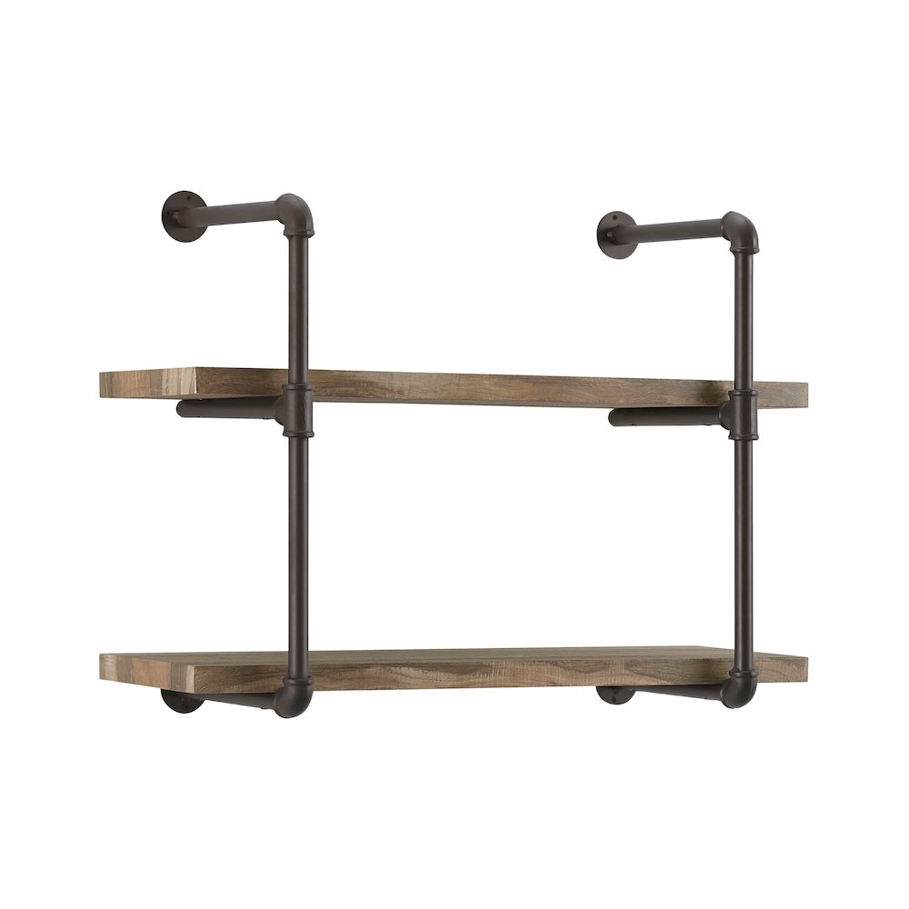 Two Tier Industrial Pipe Wall Shelf. Picture 5
