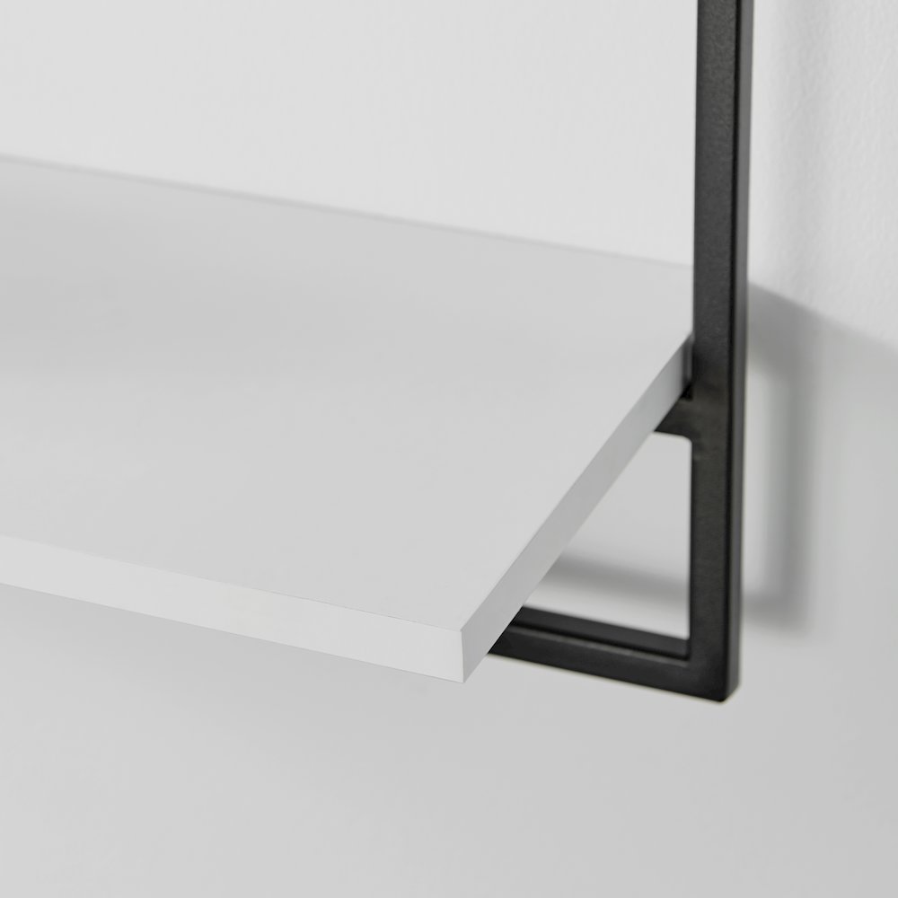 Framed Wall Art 4-Piece Modern Shelf Set - Black Metal Frame White MDF Shelves. Picture 7