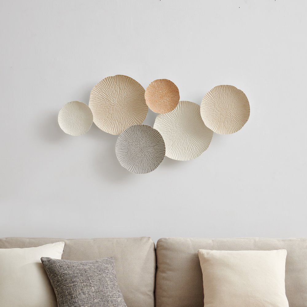 Savanna Multi-Color Earth Toned Connected Circle Plate Metal Wall Art. Picture 2