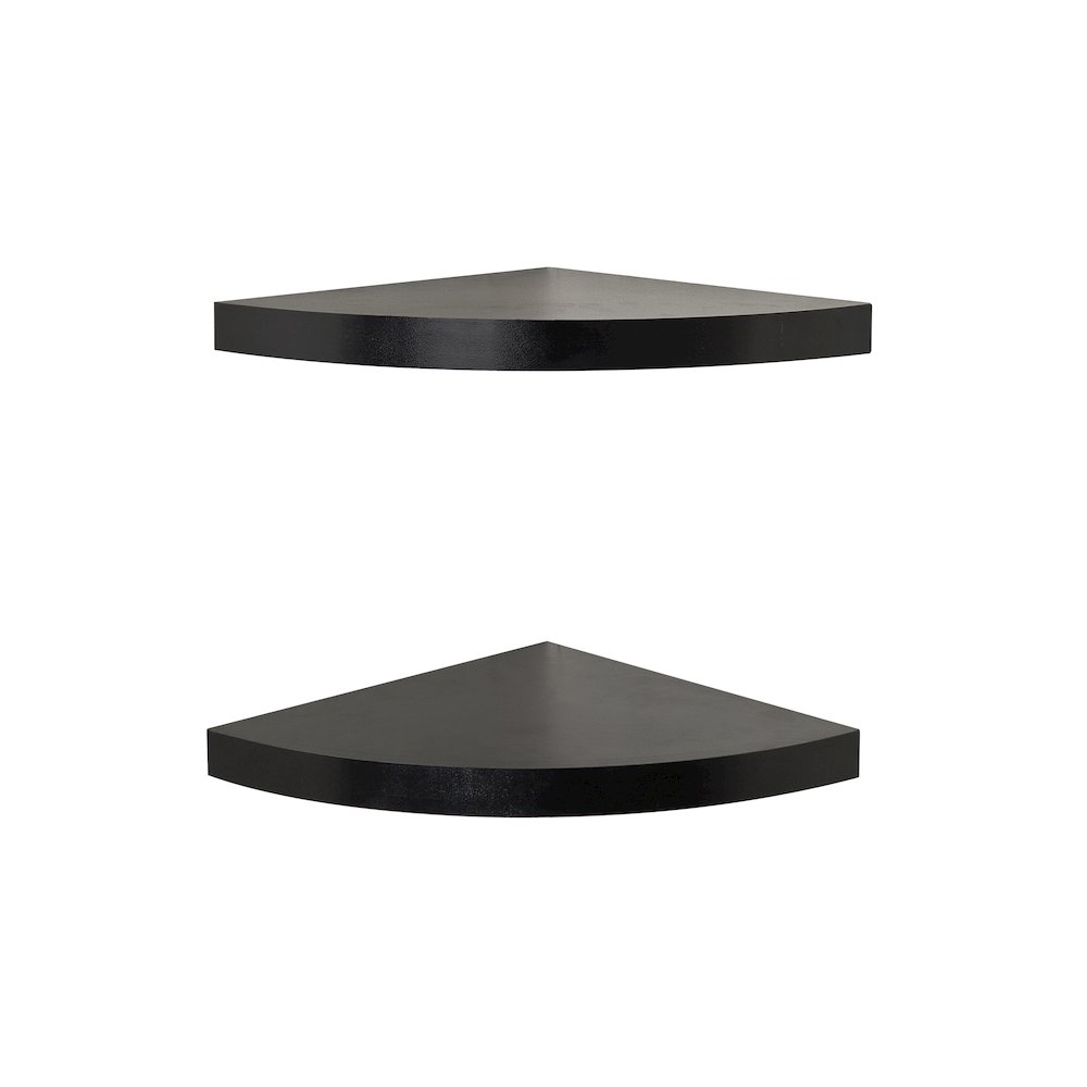 Black Veneer Corner Radial Shelves (Set of 2). Picture 1