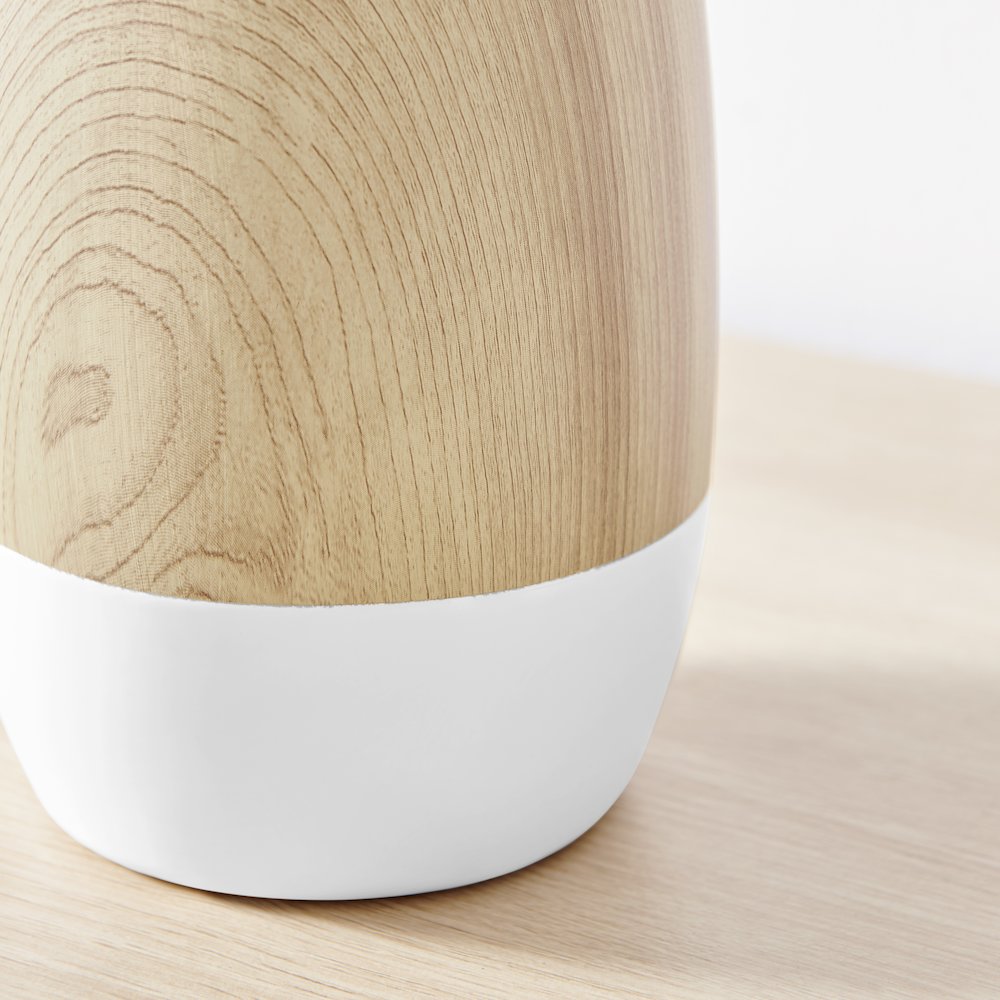Nora Flask Teardrop Contemporary Two Tone Tabletop Vase - White and Beech. Picture 6