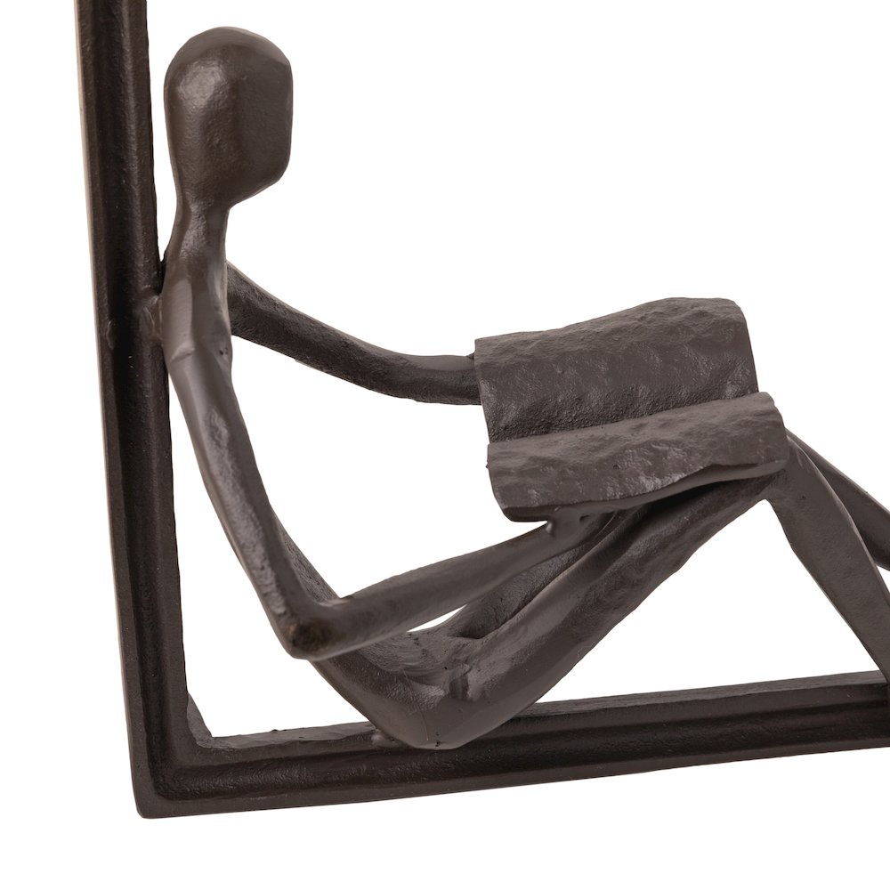 Man Reading on a Window Sill Hanging Wall Art Iron Sculpture. Picture 7