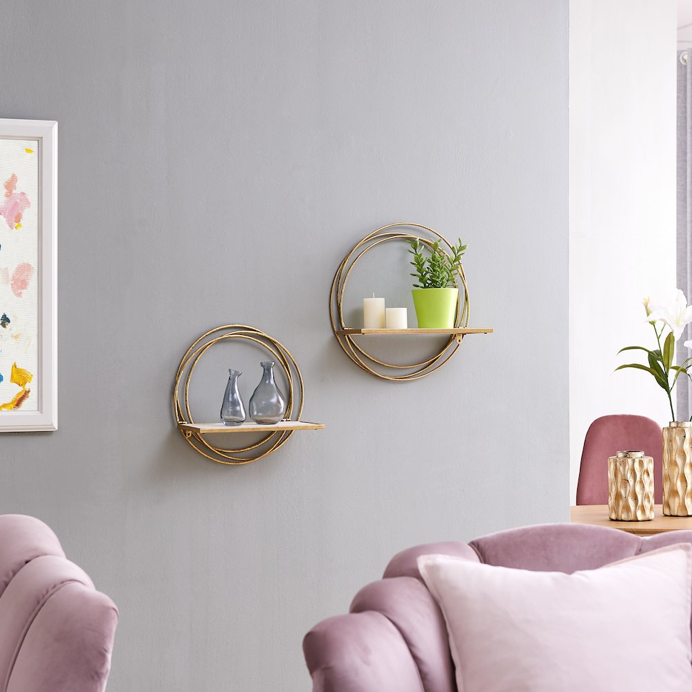 Golden Rings Floating Wall Shelves Set of 2. Picture 3