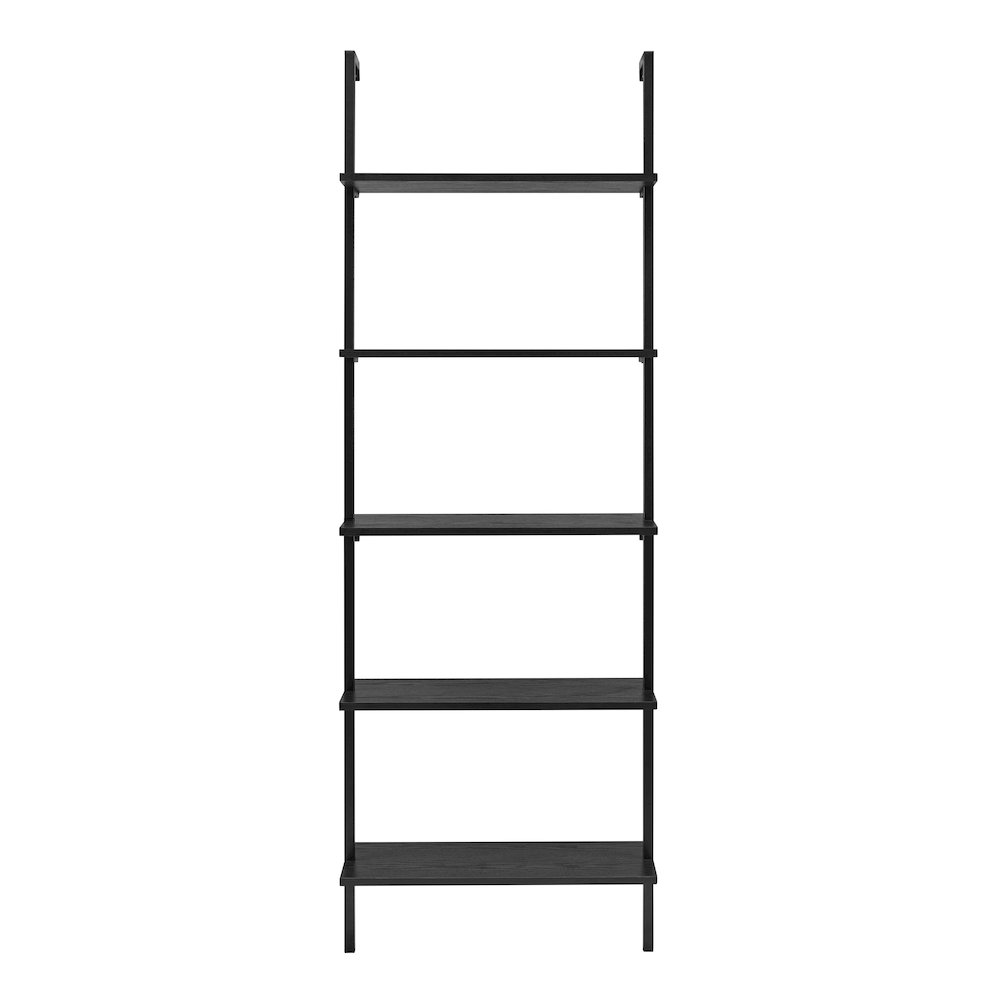 Everett 5-Tier Open Display Wall Mount Metal Frame Ladder Shelf - Black/Black. Picture 1