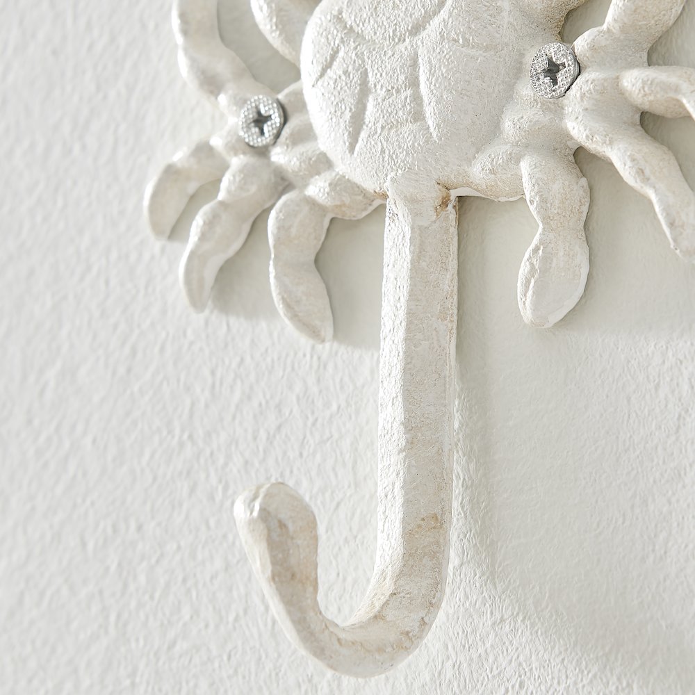 White Iron Nautical Decorative Wall Hook Set of 3 - Seashell, Crab, Seahorse. Picture 6