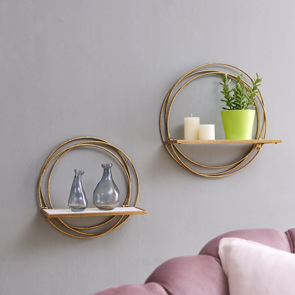 Golden Rings Floating Wall Shelves Set of 2. Picture 2