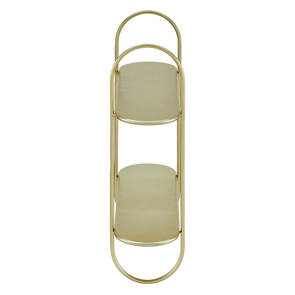 Two-Tier Warm Gold Metal Hanging Bracket Wall Mounted Shelf. Picture 10