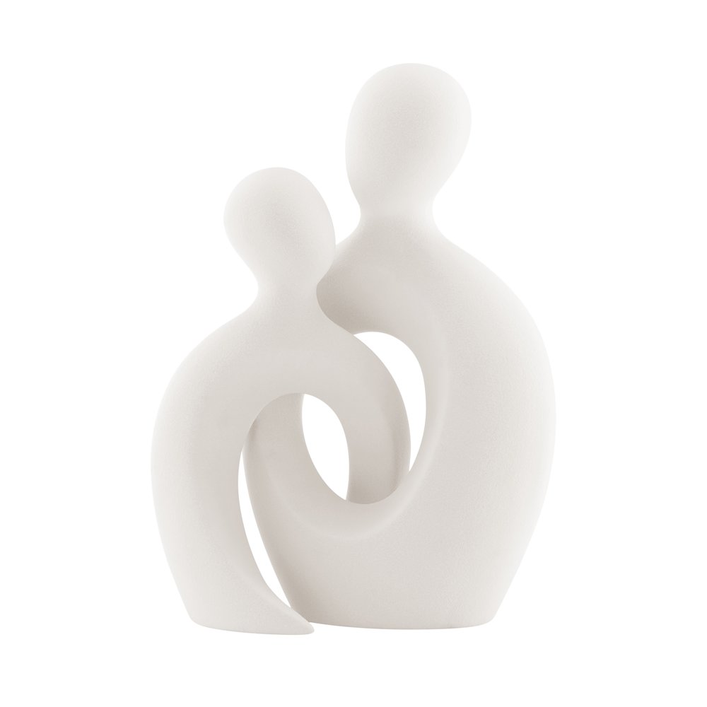 Hans Cream Intersecting Circle Tender Couple Matte Ceramic Sculpture Figure. Picture 1
