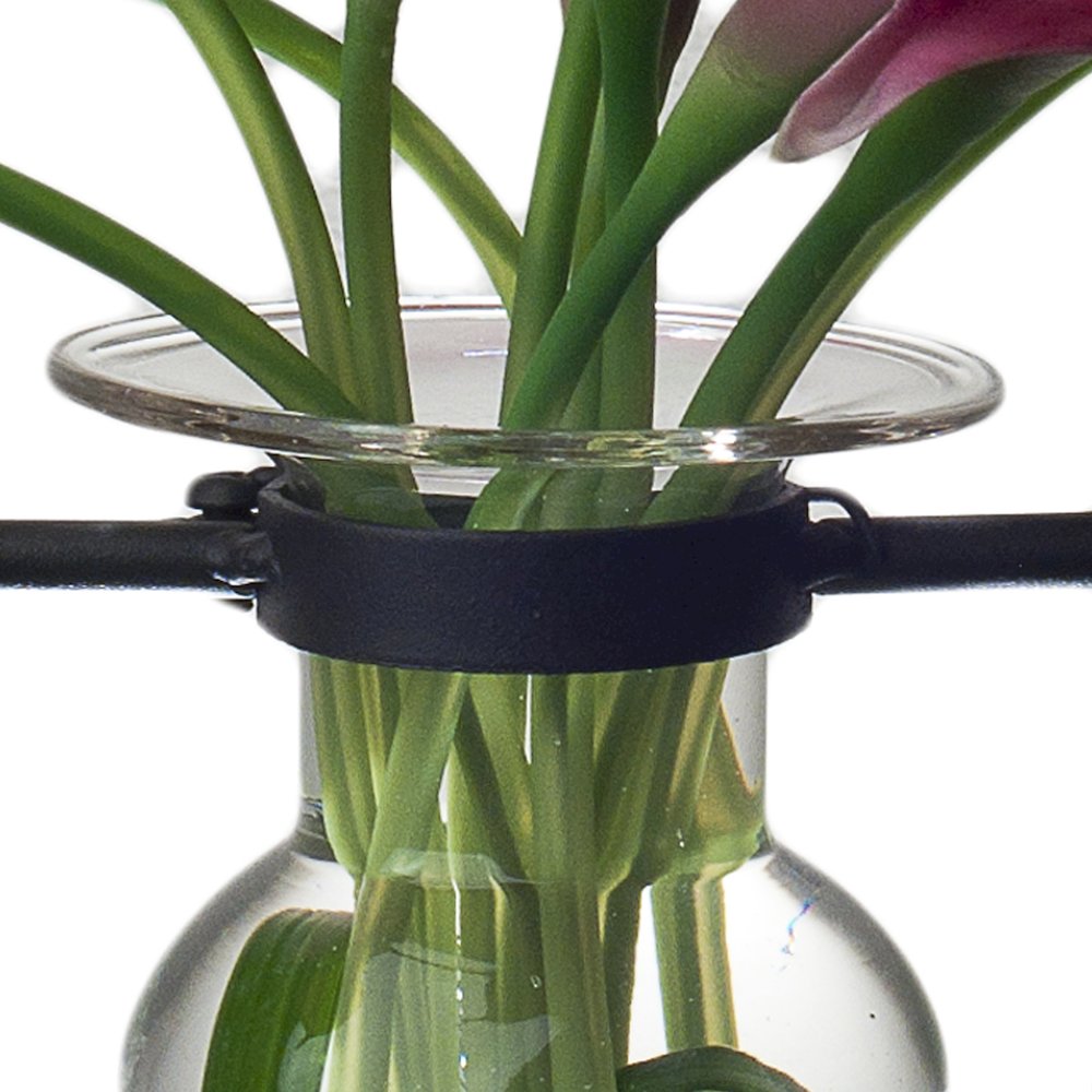 Clear Amphora Vase on Swiveling Iron Stand with Finials and Hinge. Picture 3