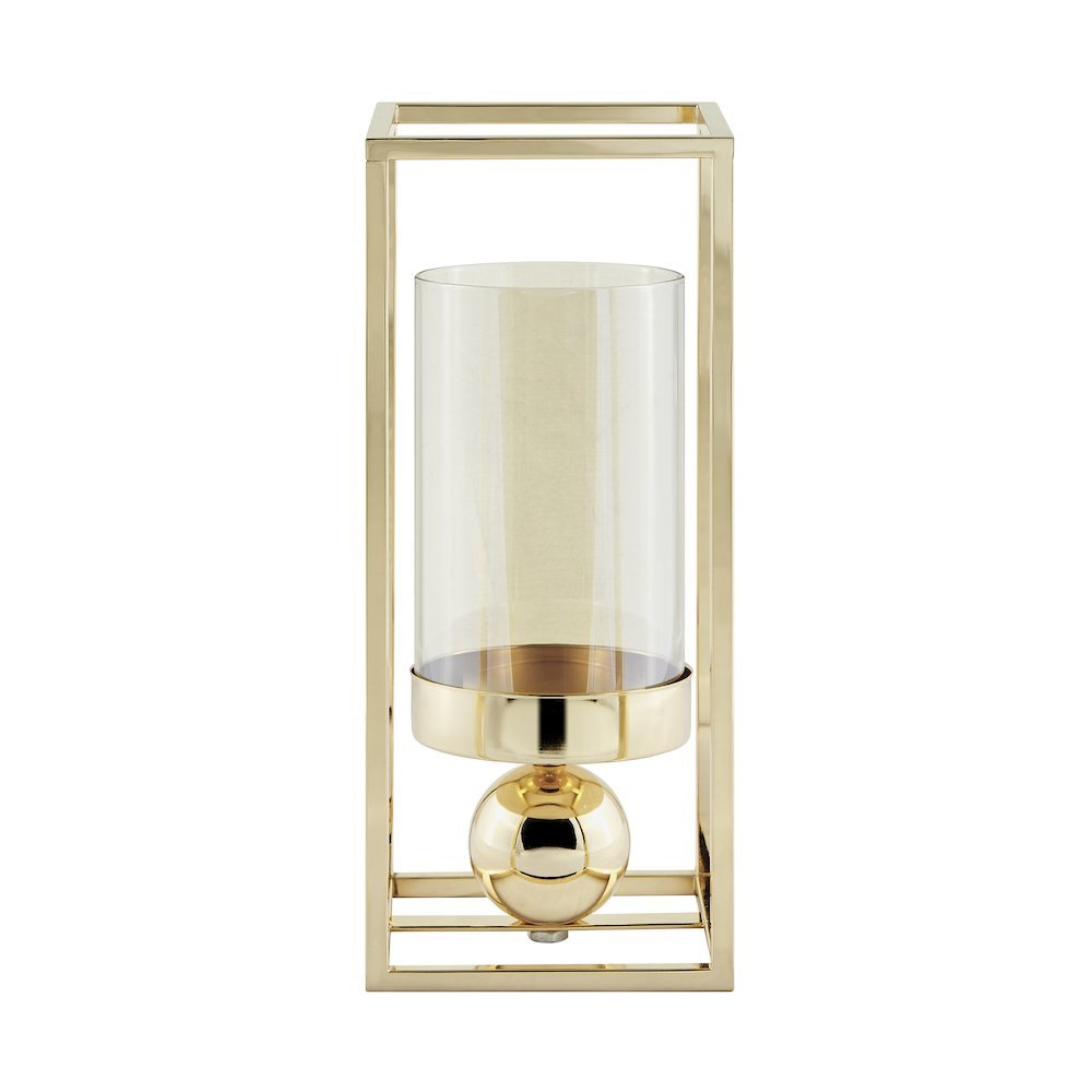 Luna Warm Gold Tinted Glass Large Hurricane Candle Holder. Picture 1