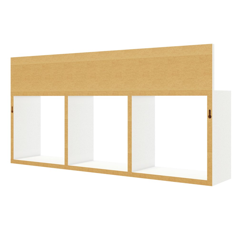 Triple Cubed Floating Cubby Shelf with Ledge - White. Picture 6
