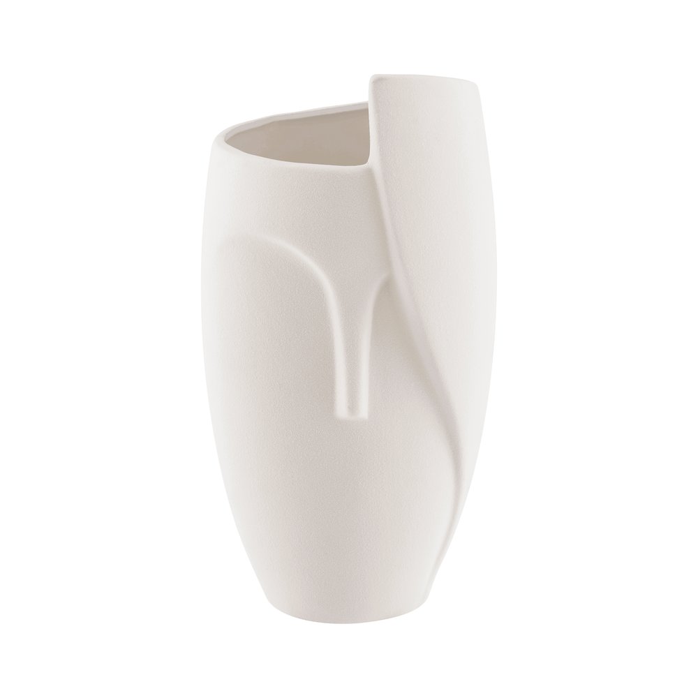Hans Ansit Cream Abstract Face Matte Ceramic Sculpture Decorative Planter Vase. Picture 1