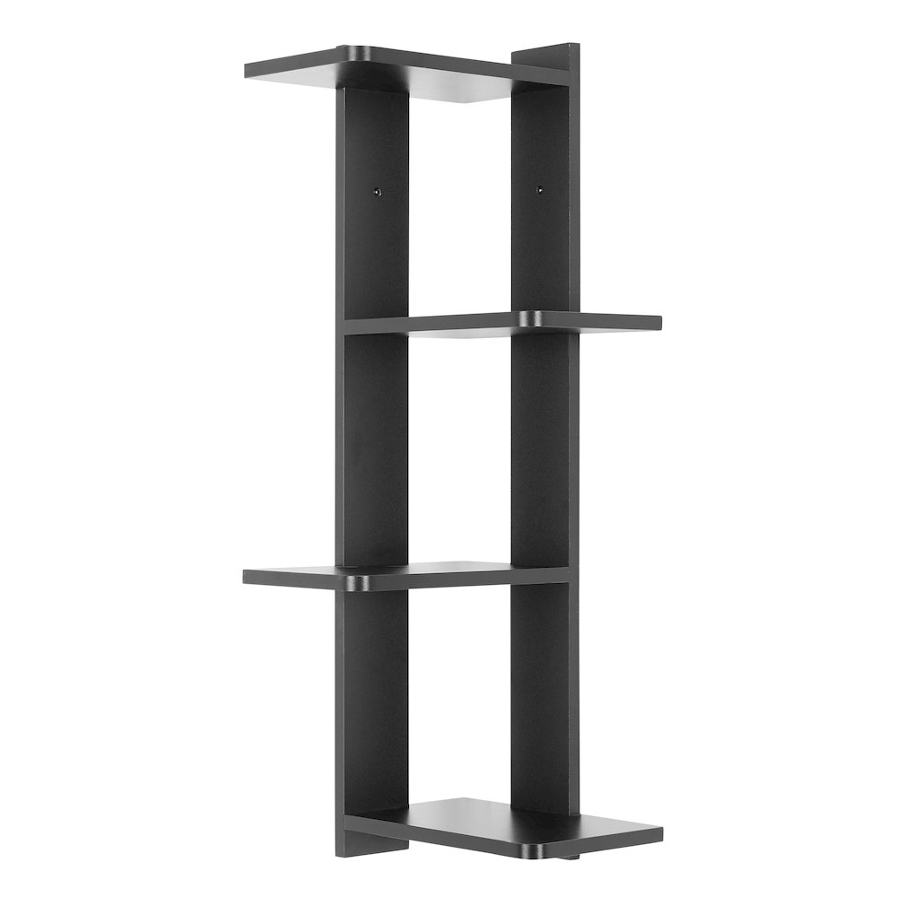 Alvar Corner 4-Tier Floating Ledge Column Wall Shelf - Black. Picture 13