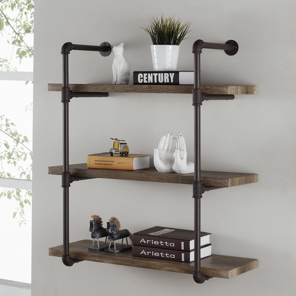Three Tier Industrial  Pipe Wall Shelf. Picture 5