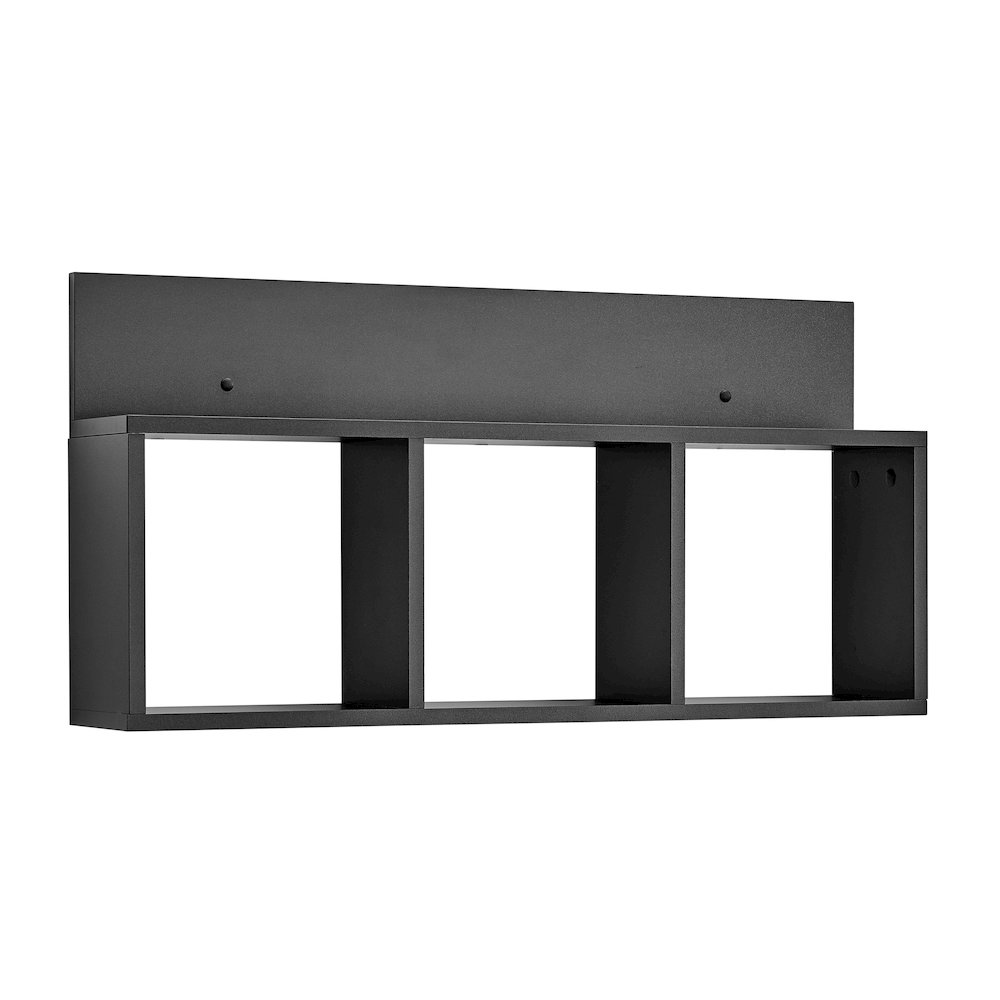 Modern 3 Cube Floating Cubby Wall Shelf with Display Ledge- Black. Picture 10