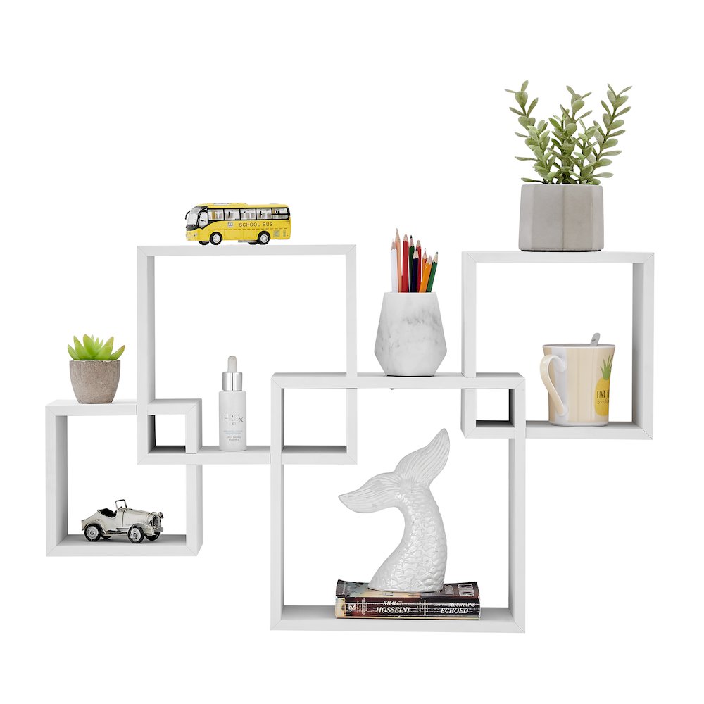 Blocchetto Intersecting Cubes Wall Shelf - Horizontal/Vertical - White. Picture 10
