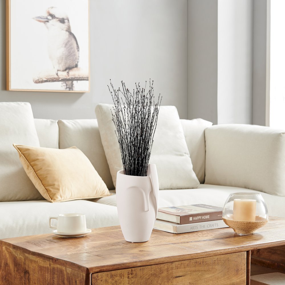 Hans Ansit Cream Abstract Face Matte Ceramic Sculpture Decorative Planter Vase. Picture 2