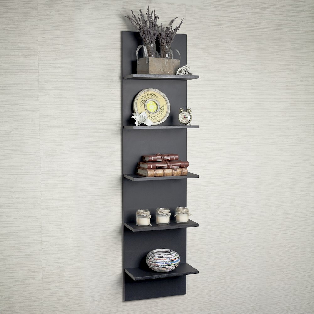 Black Grain Finish Wide Column Wall Shelf. Picture 3