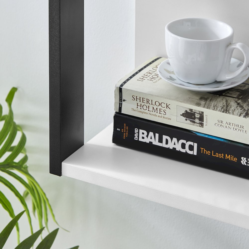 Recife Vertical 3-Tier Modern Shadow Box Cube Display Wall Shelf - White/Black. Picture 12